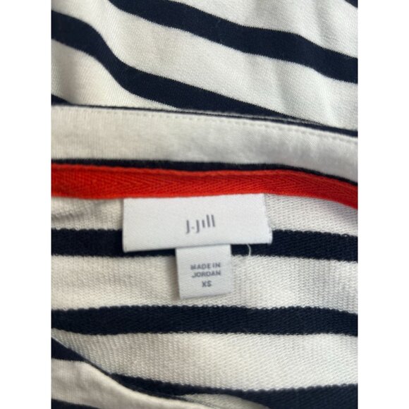 J. Jill Womens Blue & White Striped Crew Neck Long-Sleeve T-Shirt Top XS Casual - Picture 3 of 8
